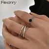 Minimalist Stamp Chain Rings for Women Couples New Fashion Vintage Handmade Geometric Party Jewelry Gifts