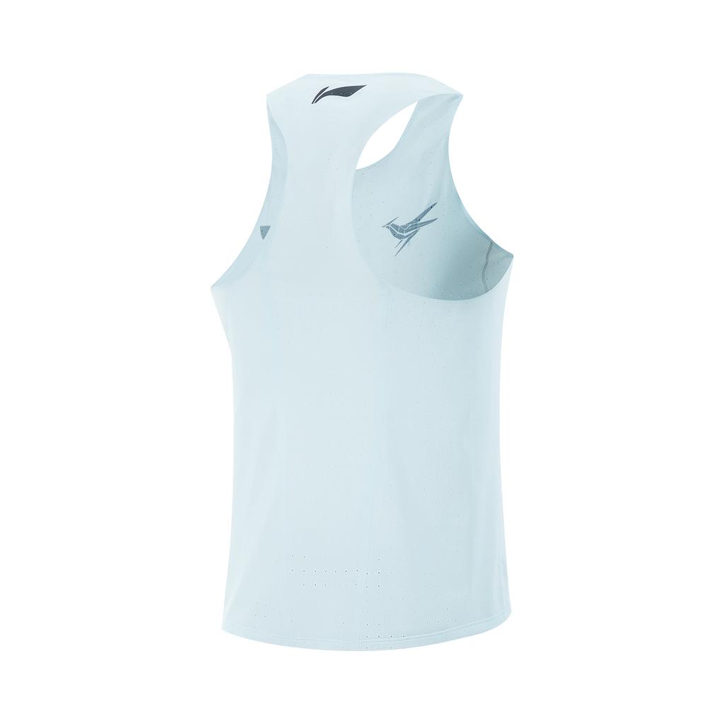 Li Ning Dragon Sparrow Breathable Quick-Dry Sports Slim Fit Outdoor Sleeveless Knitted Running Competition Vest Men Tops Light-Sky-Blue AAYV123-5
