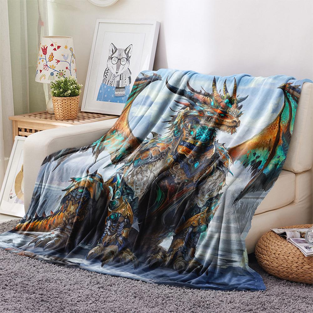 Dragons  Print Flannel Blanket, High quality Comfortable for All Seasons, Home Decor, Warmth and Comfort