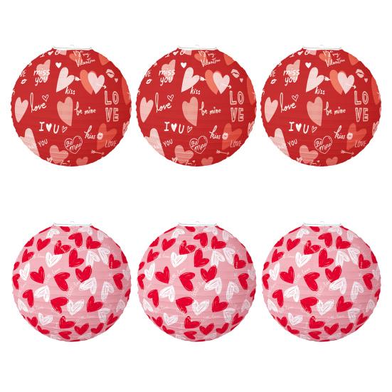 1 шт./6 шт., фонарь на день святого Валентина, бумажный фонарь с сердечным узором, подвесной кулон для внутреннего и наружного декора