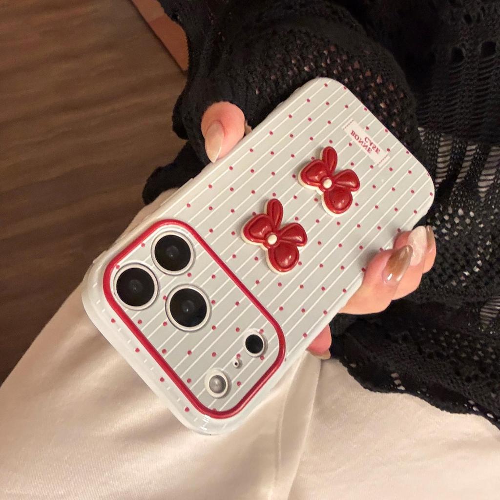 Креативный 3D чехол для телефона с бантом для iPhone 15, iPhone 16, iPhone 17 Pro Max