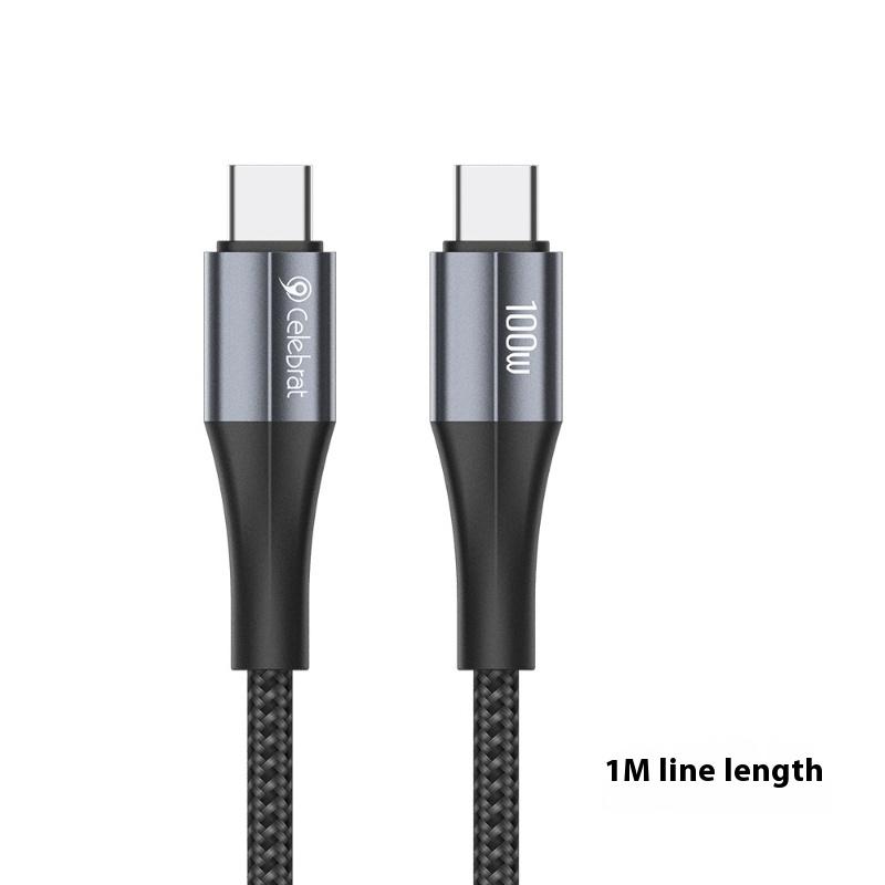 Кабель для быстрой зарядки 5А Кабель для передачи данных PD100W Двойной TYPE-C Металлический плетеный кабель для зарядки мобильного телефона