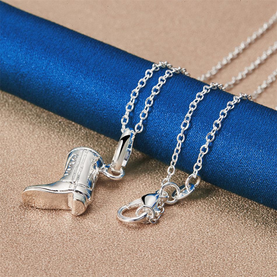 Изысканное серебряное (925 пробы) колье-подвеска в виде ботинка, длина 16-30 дюймов, для женской моды, свадебные аксессуары, ювелирные подарки