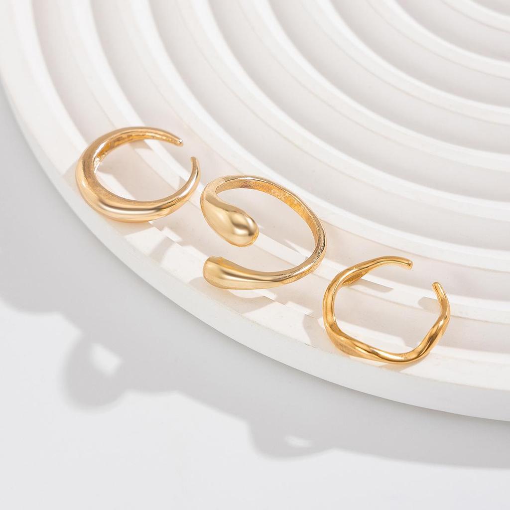 Современный европейский и американский геометрический металлический набор колец с неровными дугами