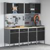 Workbench with Storage 10 pcs Black Engineered Wood and Steel