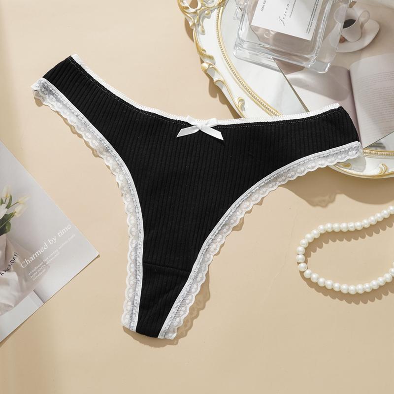 Women's CottonThongs Women's Sexy Lace Seamless Large Size T Back Underwear Panties Thong