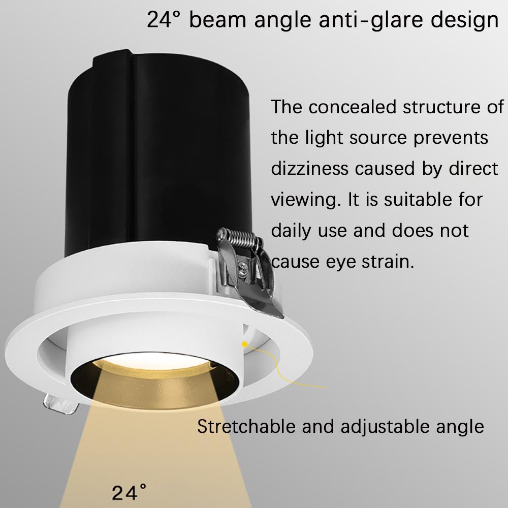 Диммируемый светодиодный даунлайт Алюминиевый встраиваемый Выдвижной вращающийся 5 Вт 7 Вт 12 Вт 18 Вт 25 Вт 30 Вт Чип COB Точечный светильник Потолочная лампа AC85-265В