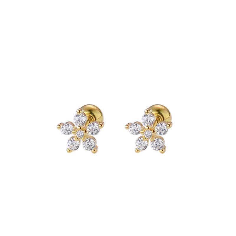 926 Sterling Silver Korean Temperament Zircon Flower Mini Stud Earrings for Women Exquisite Simple Jewelry Accessories