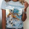 Women's T-Shirt Turtle 3d Printing Short-Sleeved Fashion Casual Street Round Neck Oversized High-Quality Summer Women's Clothing