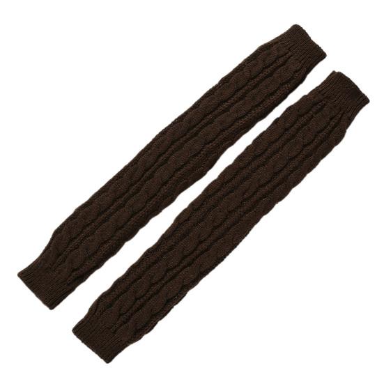 1 Pair Women Arm Warmer Thumbhole Elbow Length Stretchy Knitted Arm Sleeves Keep Warm Solid Color Fingerless Arm Gloves