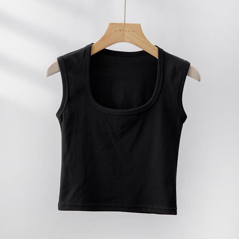 Women's Wide-Strap White Camisole: Pure Cotton, Large Size, All-Season, Beautiful Back Design, Side-Breast Coverage, Inner and Outer Wear.