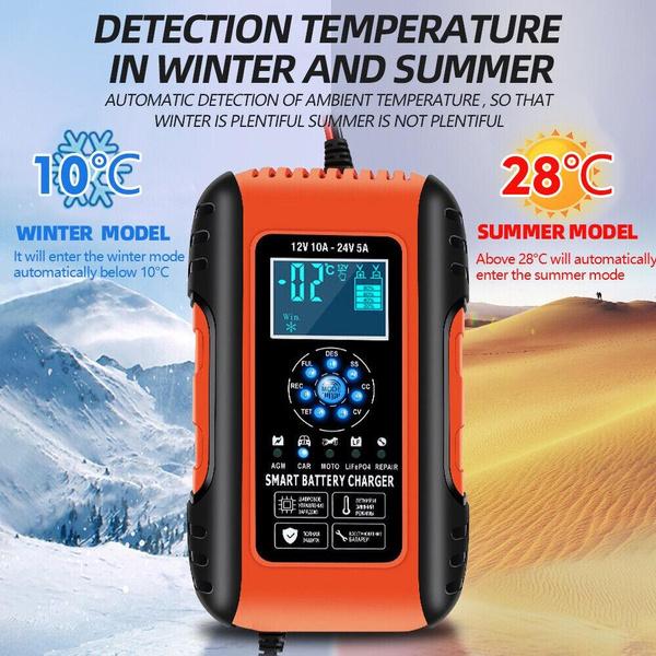 Интеллектуальное устройство для обслуживания аккумуляторов. Зарядное устройство для аккумуляторов на 10 А, 24 В и 12 В. Автомобильное зарядное устройство с ЖК-дисплеем. США. Автомобильное зарядное устройство. Импульсный стартер AGM/GEL.