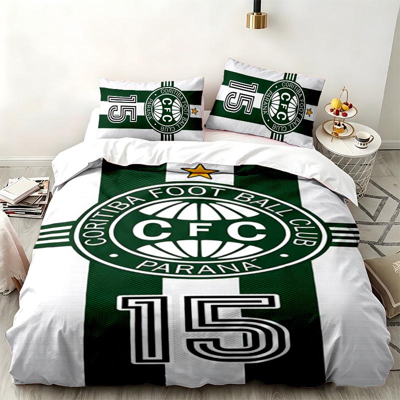 Coritiba FC 3pc set Perfect for bedroom use Comfortable bedding set includes a duvet cover and two pillowcases Ideal birthday or Christmas gift