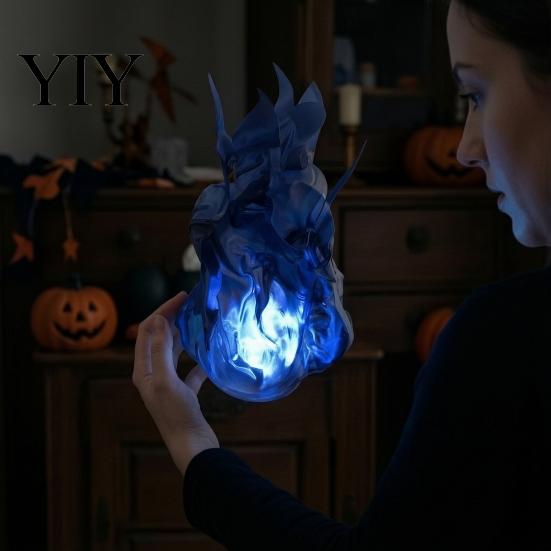 Decorative Fireball for Cosplay Floating Prop, LED Glowing Flame Halloween Handheld Prop Cosplay, Photography Battery Powered Stage Light Party Magic