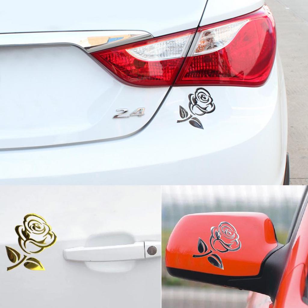 Fashion Rose Flower Car Vehicle Light Lamp Brow Decor Rearview Mirror Sticker