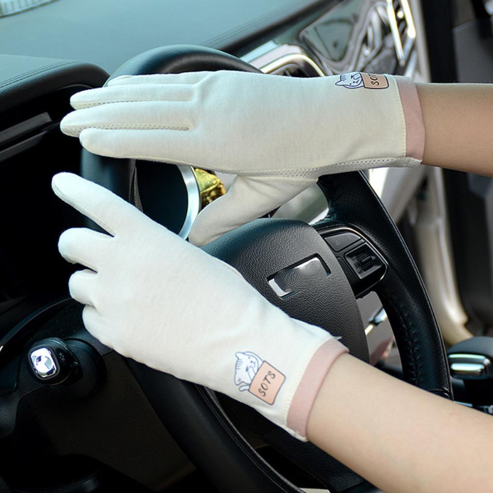 Cotton Driving Gloves Non-slip Sunscreen Gloves New Women's Sun Protection Gloves  Ladies