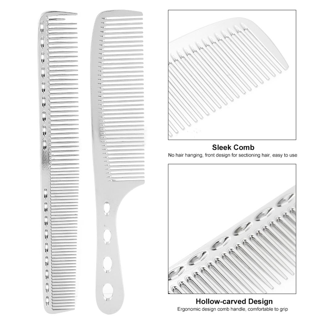 Набор из 2 предметов, расческа для волос, алюминиевая, нержавеющая сталь, антистатическая, редкая расческа для стрижки волос, инструмент для красоты