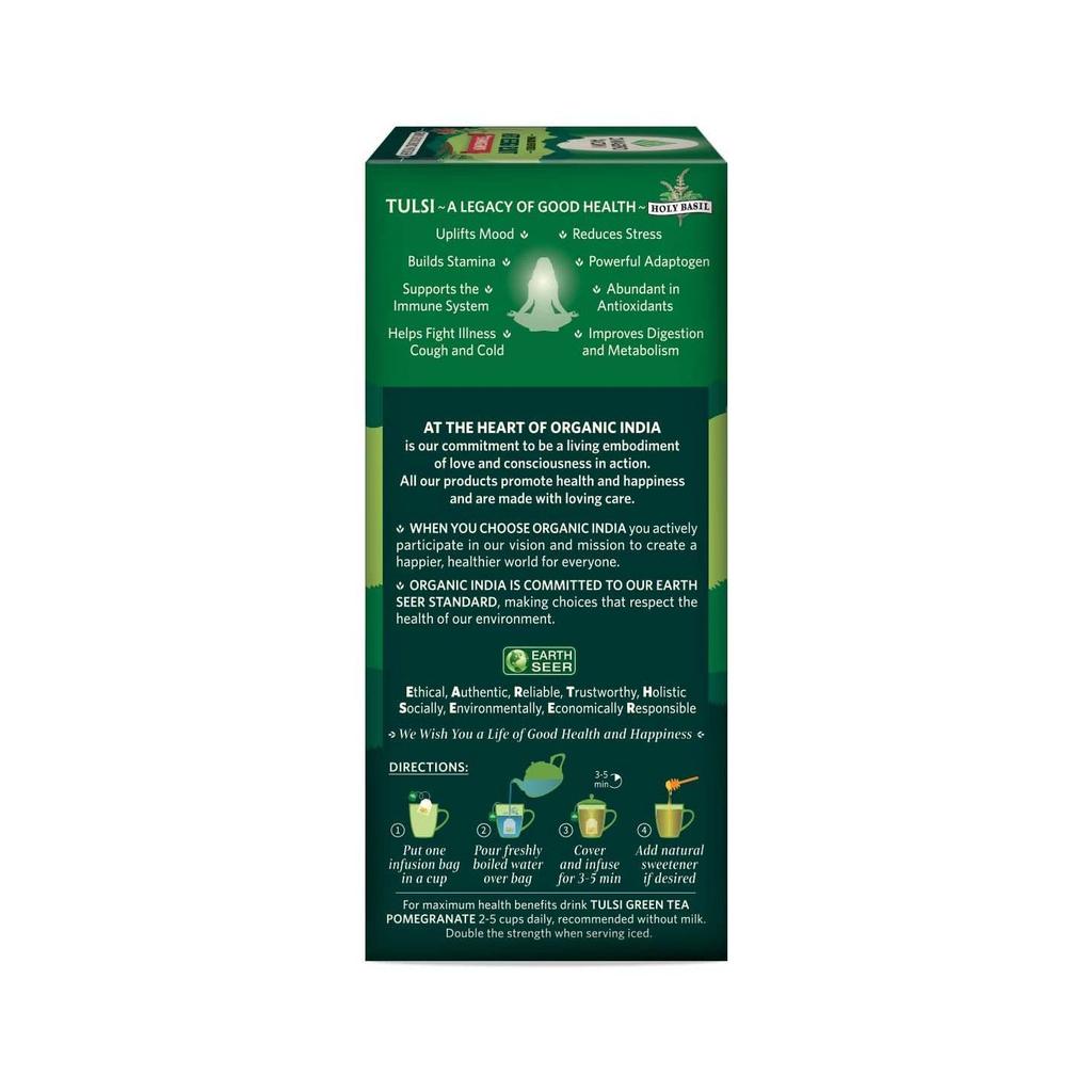 Зеленый чай с Тулси и Гранатом (25 пак, 2 г), Tulsi Green Tea Pomegranate,  Organic India