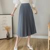 Женская плиссированная юбка, эластичная, высокая талия, однотонная юбка миди, мягкая, дышащая ткань, универсальный стиль, повседневная юбка