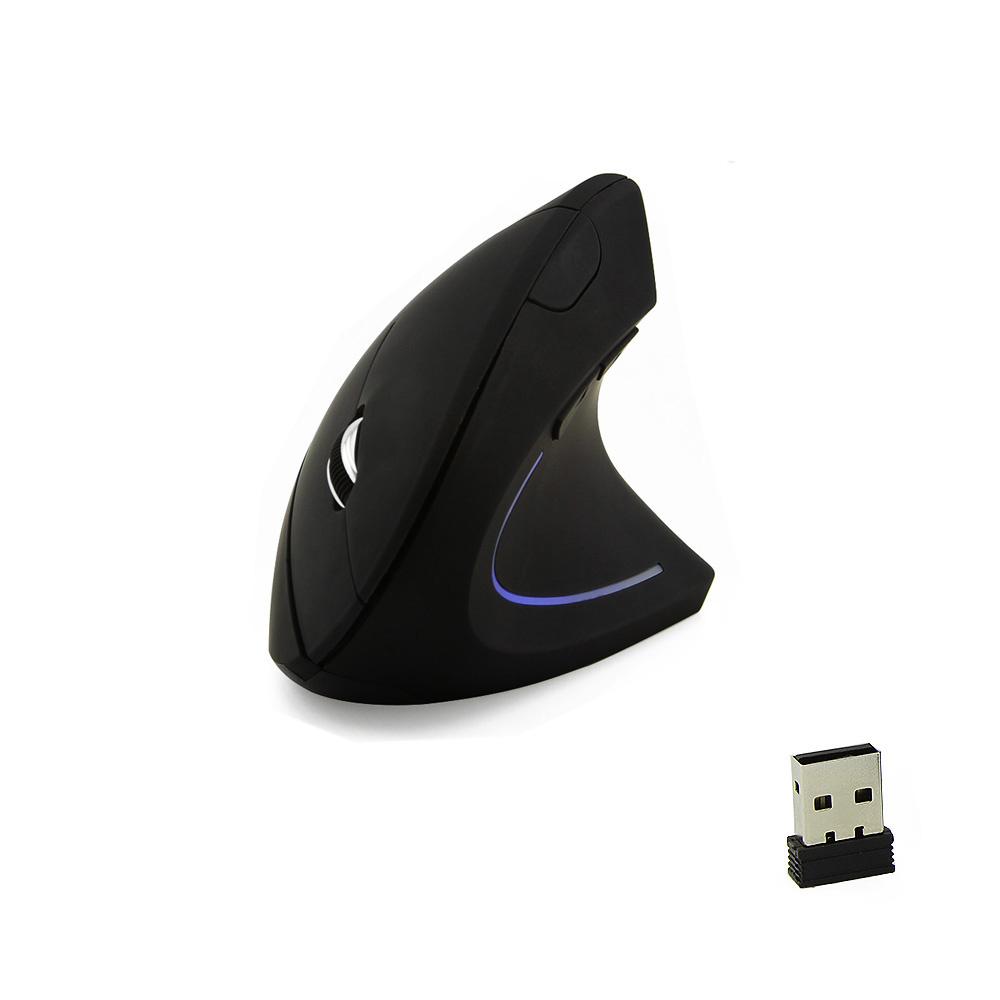 Ergonomic Optical Vertical Mice 6 Keys USB Wireless Mouse 2.4GHz 1200DPI Black