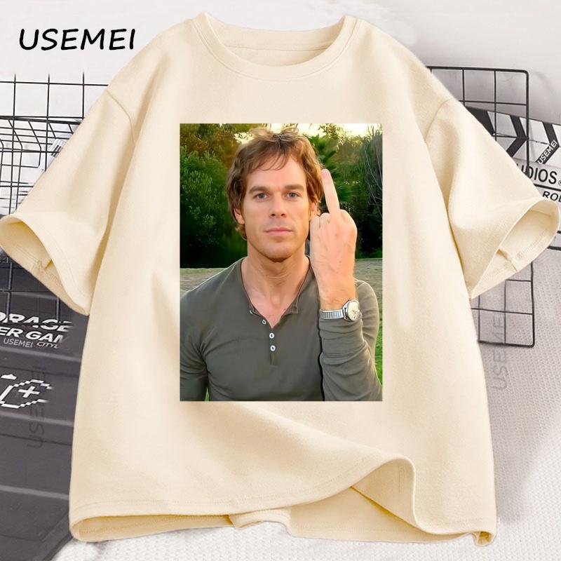 Dexter Middle Finger Tshirt Funny Dexter Morgan T Shirt Unisex Unisex Casual Short Sleeve Oneck Tshirt Vintage Clothing Tee