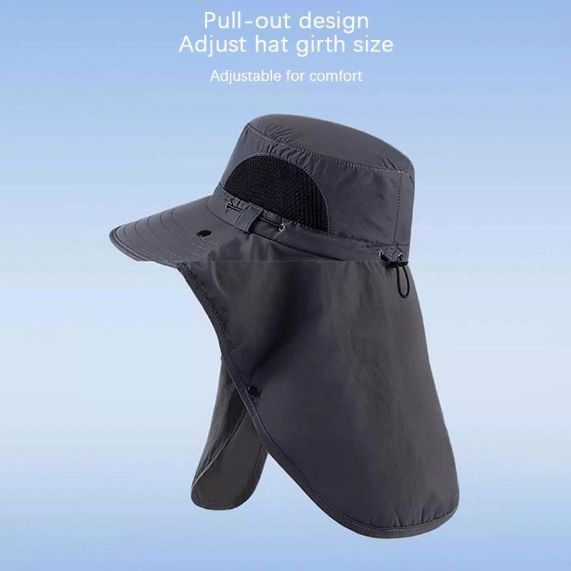 Солнцезащитная шляпа-ведро с защитой шеи, цельная шляпа для рыбалки и походов, дышащая шляпа-ведро с защитой от ветра и большими полями