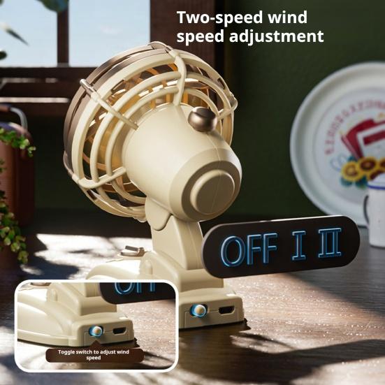 Портативный настольный вентилятор Yousheng с 2 скоростями, регулируемым углом наклона, малошумным компактным дизайном, перезаряжаемым охлаждающим вентилятором