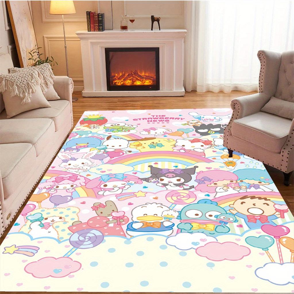 Sanrio Family Gathering Pattern Rugs,3D Printed Decorative Rugs,Soft and Comfortable Rugs for Living Room,Bedroom,Corridor,Mattress Area Rug