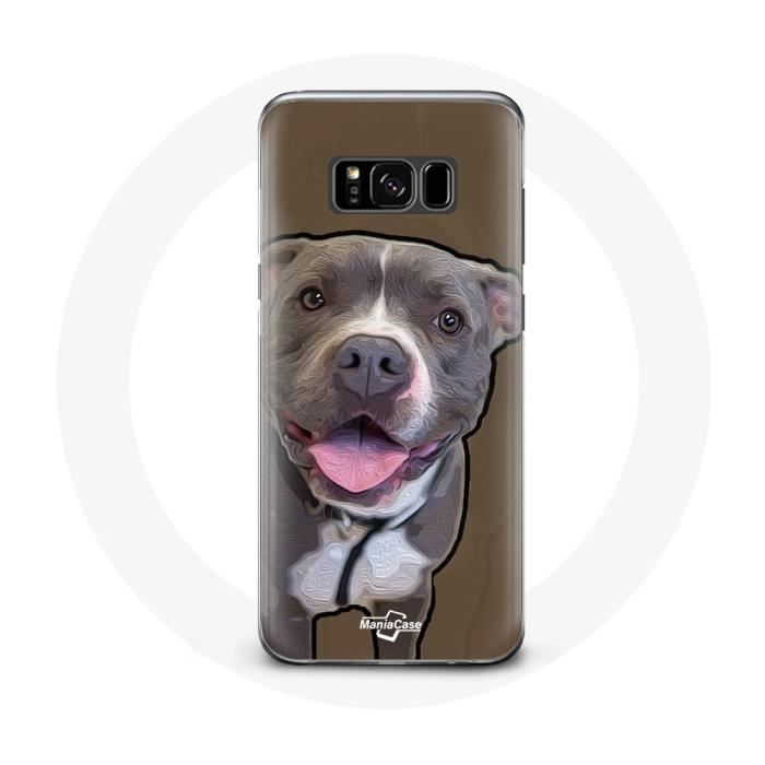 Coque - Samsung - Galaxy S8 - Chien Pitbull - Blanc - Gris - Rigide
