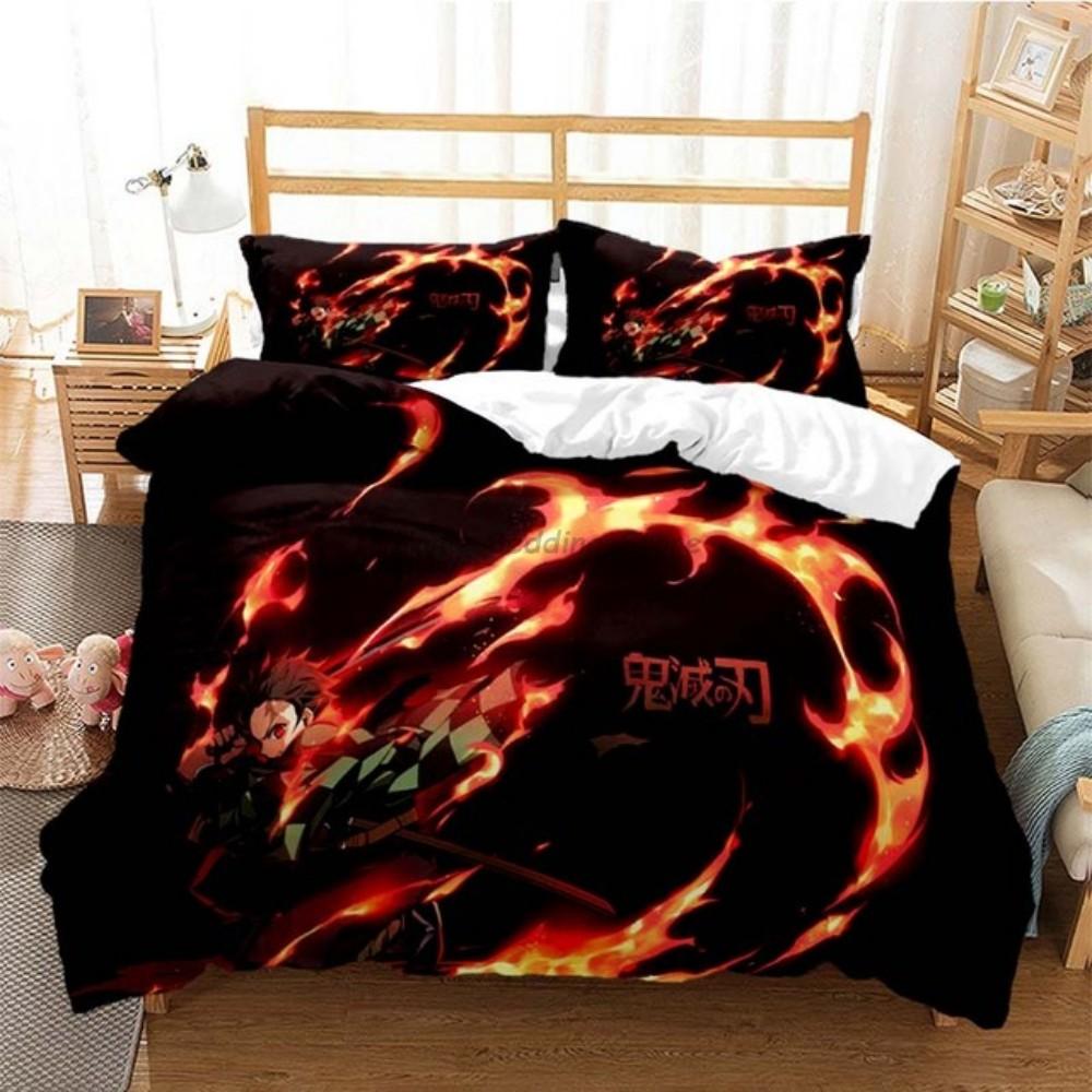 Anime Demon Slayer Bedding Set Japanese Cartoon Bed Linen 200x220 Teens Girls Twin Single Queen King Full Duvet Cover Sets