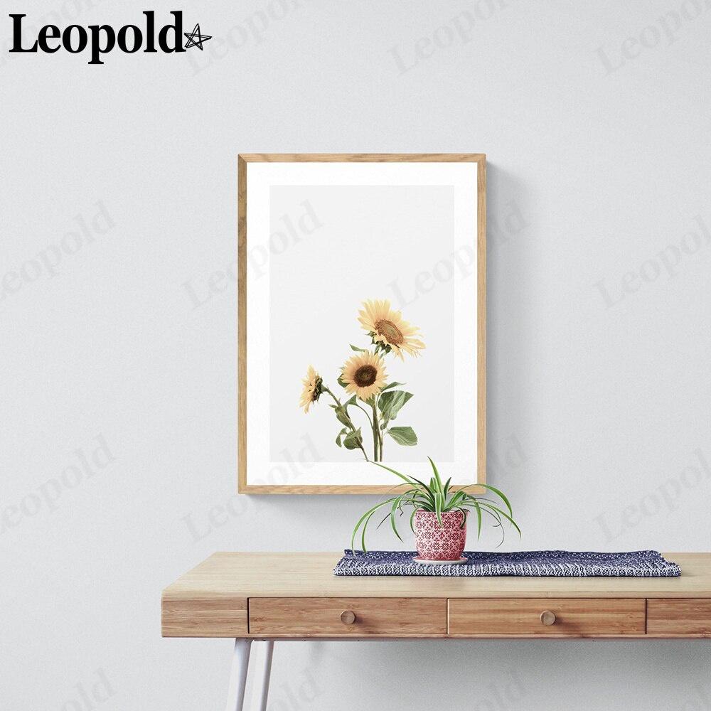 Простой холст с подсолнухом, желтый лепесток, настенное искусство, скандинавский постер, украшение для дома в гостиной