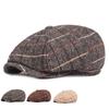 Vintage Beret Men's Autumn Winter Plaid Cap Octagonal Cap Newsboy Cap Painters Hats
