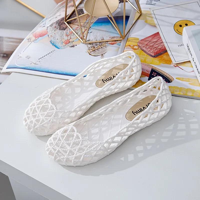 Sapatos Feminino женские туфли на плоской подошве с открытыми носками модные женские высококачественные сандалии удобная летняя обувь 2024 года желейные туфли