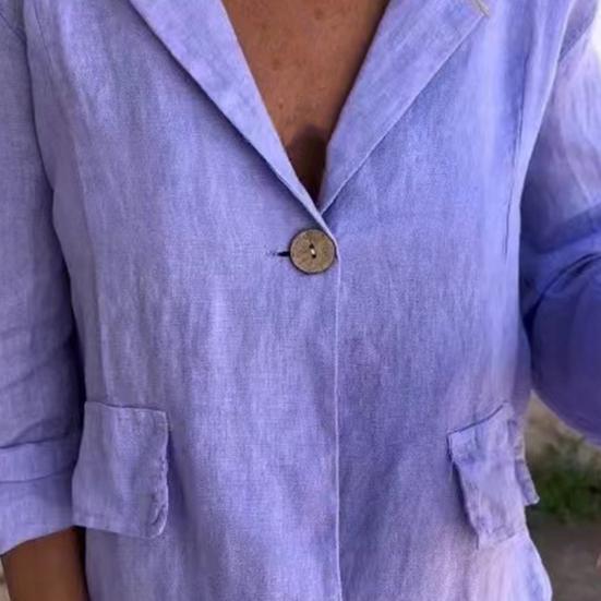 Пальто с лацканами, длинными рукавами, карманами с клапанами, пиджак, сплошной цвет, свободная работа на одной пуговице