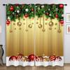 2pcs Golden Christmas Pattern Curtains, Christmas Balls Kitchen Curtains the Living Room Office Partition Curtains for Christmas