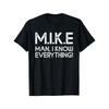 MIKE Man I Know Everything Графическая футболка с акронимом Дышащая хлопковая футболка Повседневная футболка с коротким рукавом для мужчин
