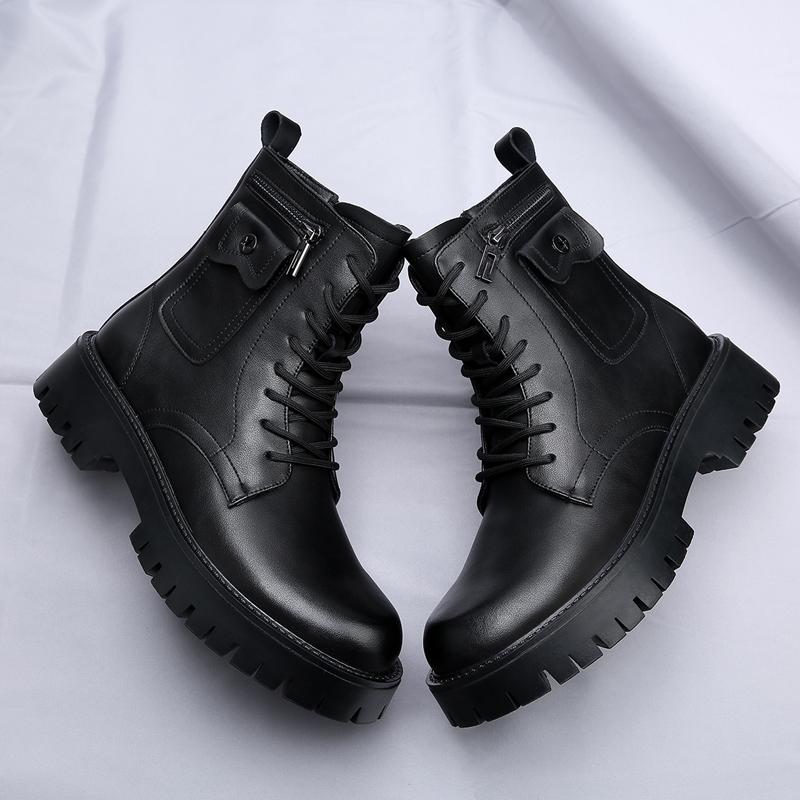 Fashion White Boots For Men New British Style Platform Motorcycle Boots Good Quality Casual Men’s High Top Leather Shoes Punk 2023