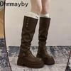 Thick Heel Women Knee High Boots Fashion Slip On Shoes Autumn Winter Laides Concise Knight Long Botas De Mujer