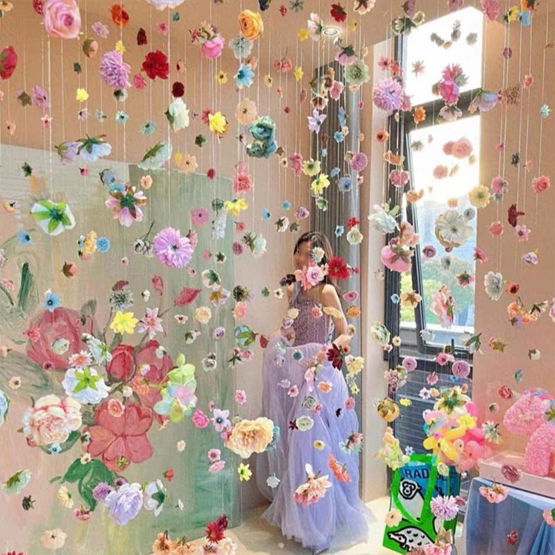 A Pack Of 20 Diy Spring Ring Creation Photo Curtain Petal Rain Waterfall Flower Scene Arrangement
