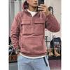 Autumn And Winter Hooded Loose Standing Collar Casual Sweatshirt Men'S Multi-Pocket Cardigan Zipper Jacket Man