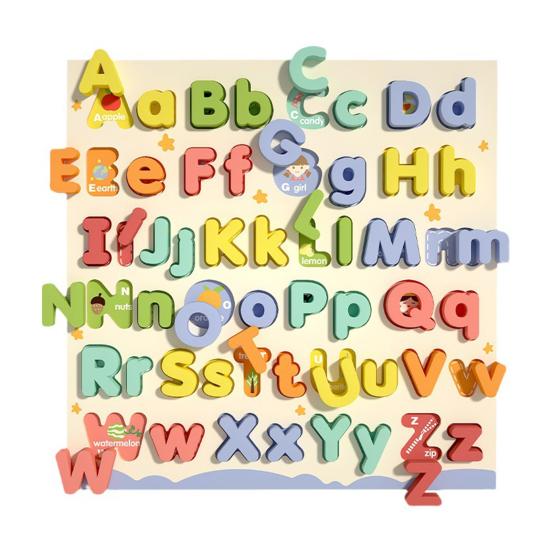 Деревянная алфавитная головоломка для малышей, заглавные строчные буквы, обучение сопоставлению, детский сад, дошкольное раннее образование, азбука, игрушка-головоломка