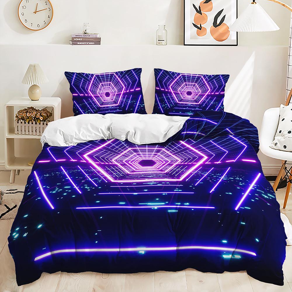 Bed Three-Piece 3D Pattern Creative Quilt Cover 3D Digital Printing Kit