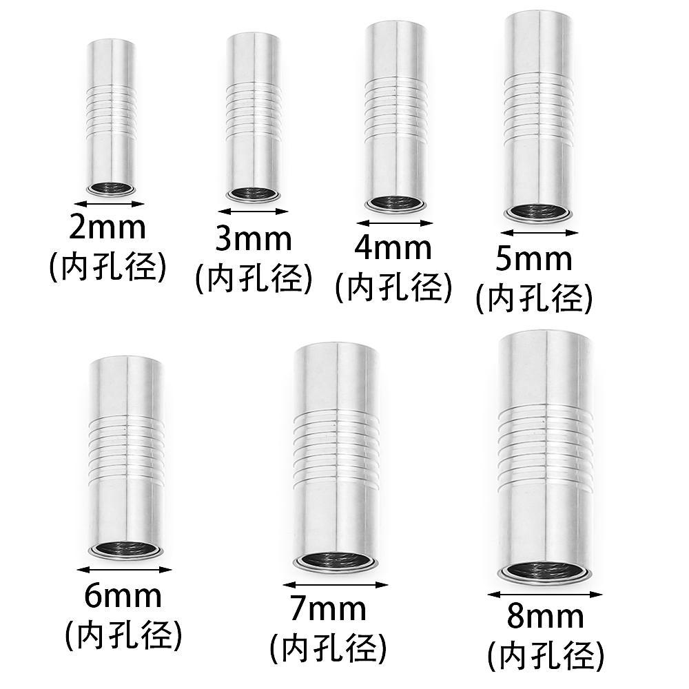 5Pcs Stainless Steel Strong Magnetic Clasps Gold Cylindrical Buckle For Round Leather Bracelet Connectors DIY Jewelry Accessory