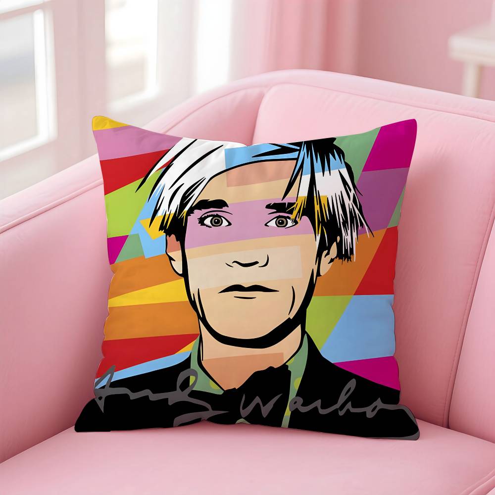 A-Andy W-Warhol Art Pillow Case Anti-Dustmite Pillow Invisible Zipper Silky Short Plush Sofa Cushion Cover