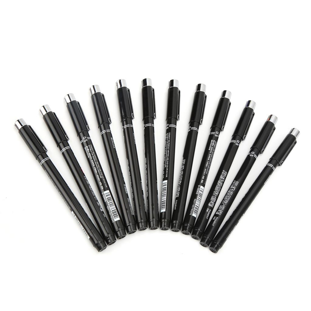 12 шт. Ручка для рисования линий, пишет гладко, хорошо водостойкая, не выцветает, не оставляет пятен, не кровоточит, тонкие ручки для
