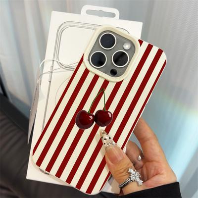 Ретро Чехол для телефона с вишнями Для iPhone 15 14 13 17 16 12 11 Pro Max Для iPhone Air 14 16 15 Plus XR XS X Силиконовая Защитная Крышка