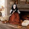 Halloween Kitchen Witch Doll Small Witch Statue with Broom Tabletop for Table