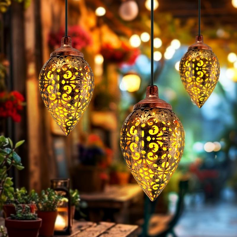 Уличный солнечный проекционный светильник в форме капли воды – Водонепроницаемый и полый для сада, патио, лестницы, забора, улицы, ландшафта