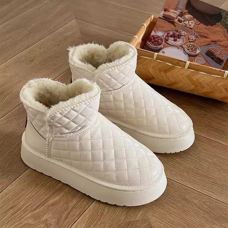 Популярные женские зимние ботинки 2025 новая осень и зима мех интегрированный короткое голенище толстая подошва увеличивающие рост теплые водонепроницаемые хлопковые ботинки