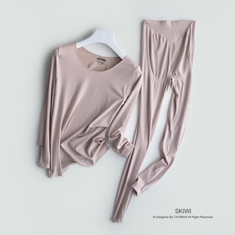 Женский бесшовный комплект термобелья из пухового шелка - тонкий костюм на осень/зиму